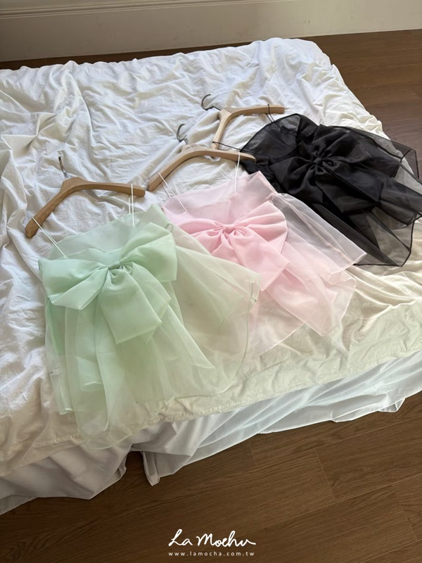 透紗蝴蝶結細肩背心